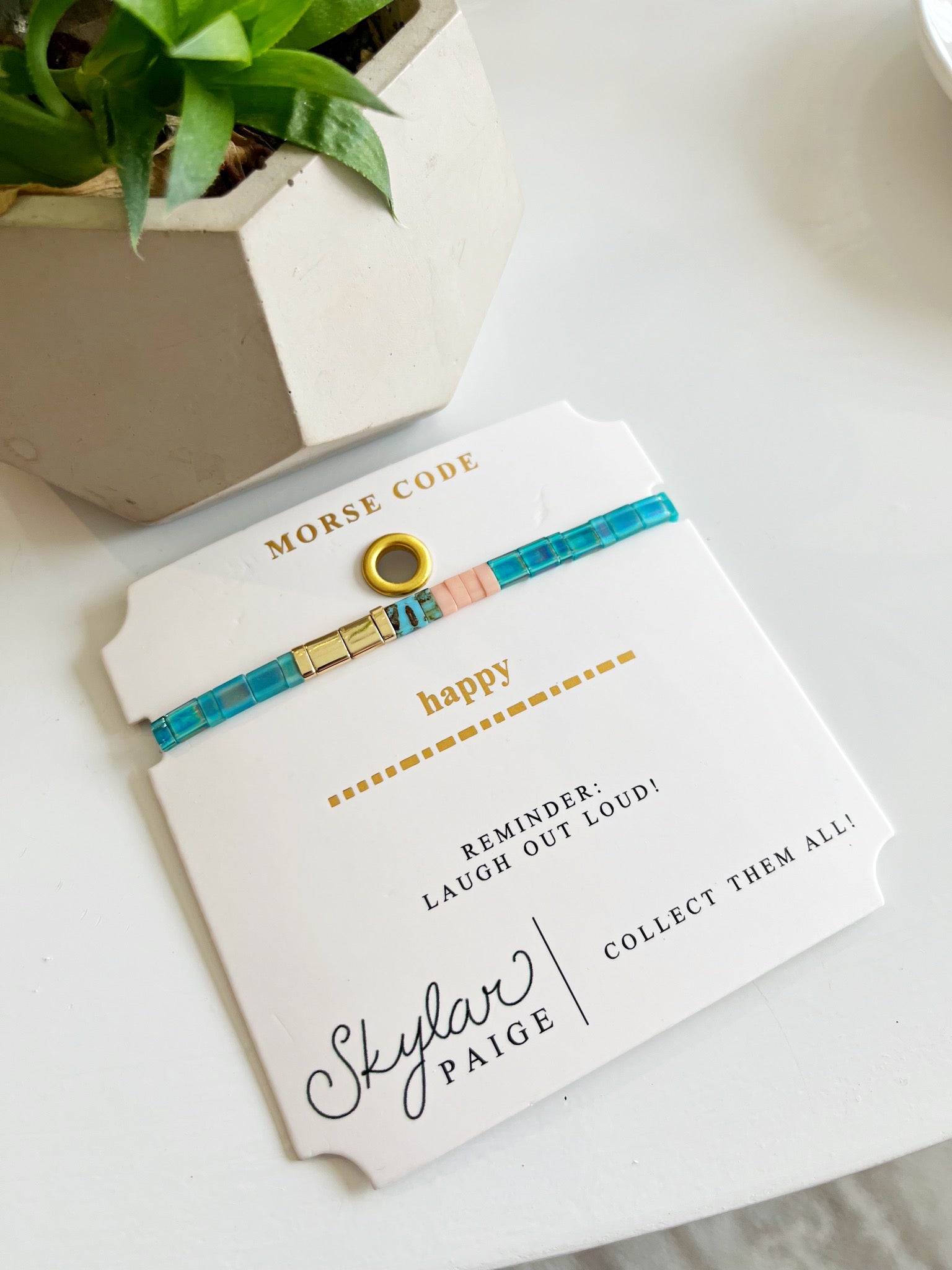 HAPPY Morse Code Bracelet {Teal}
