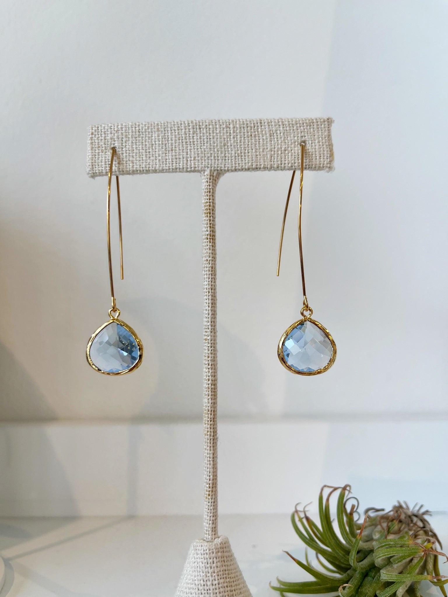 Teardrop Hook Earrings {Denim/Gold}
