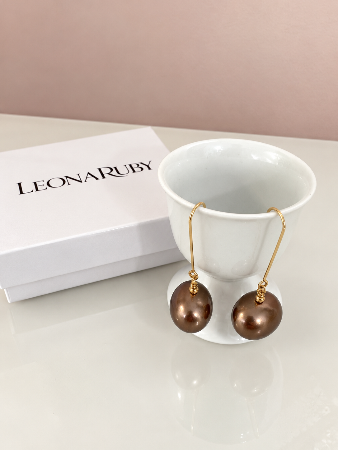 Mocha Pearl Earrings {Gold}