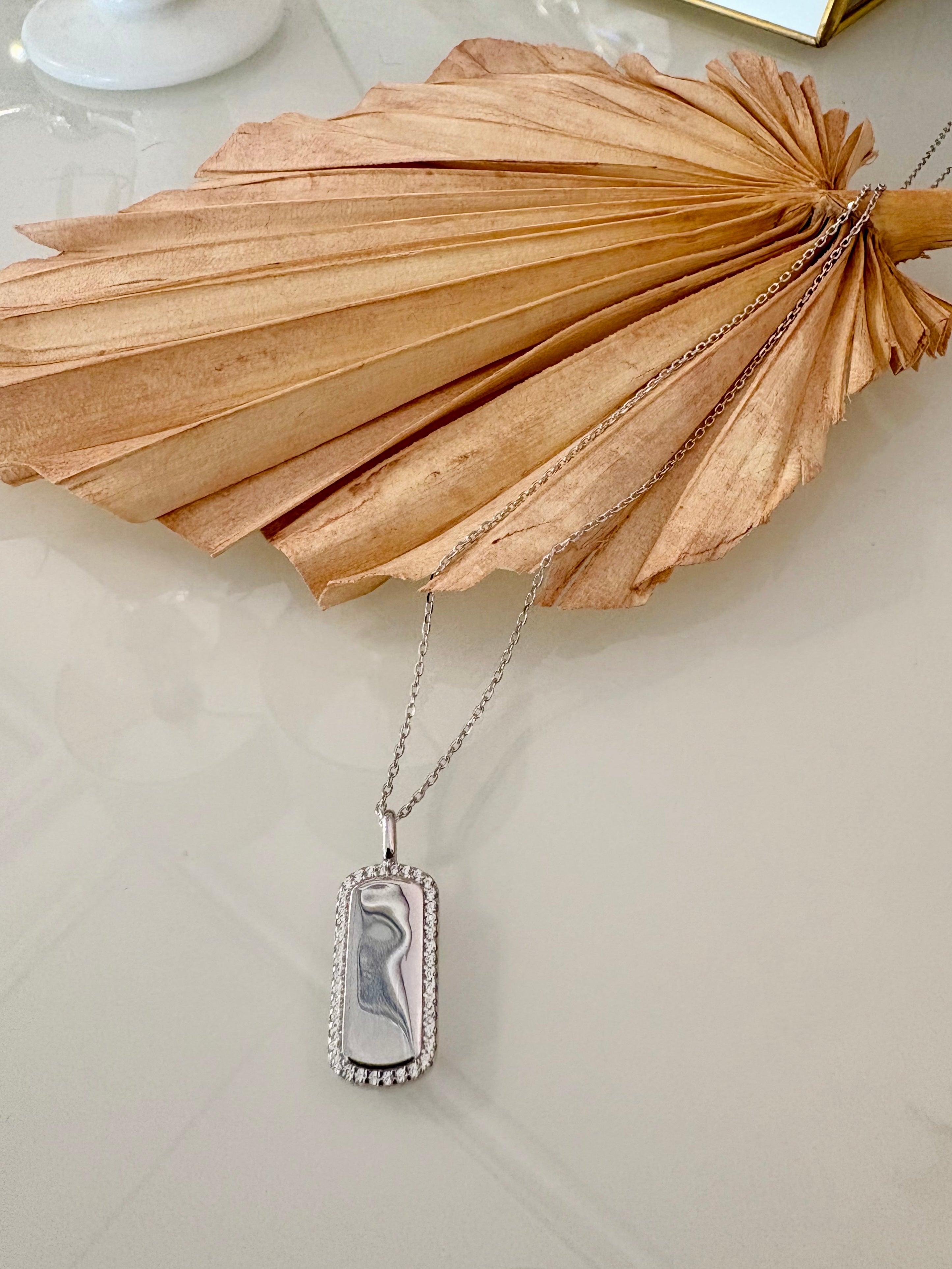 Sparkling Tag Necklace {Silver}