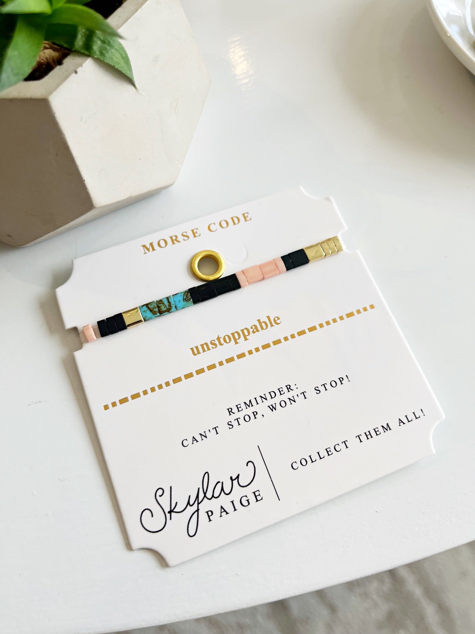 Unstoppable Morse Code Bracelet {Turq/Blush}