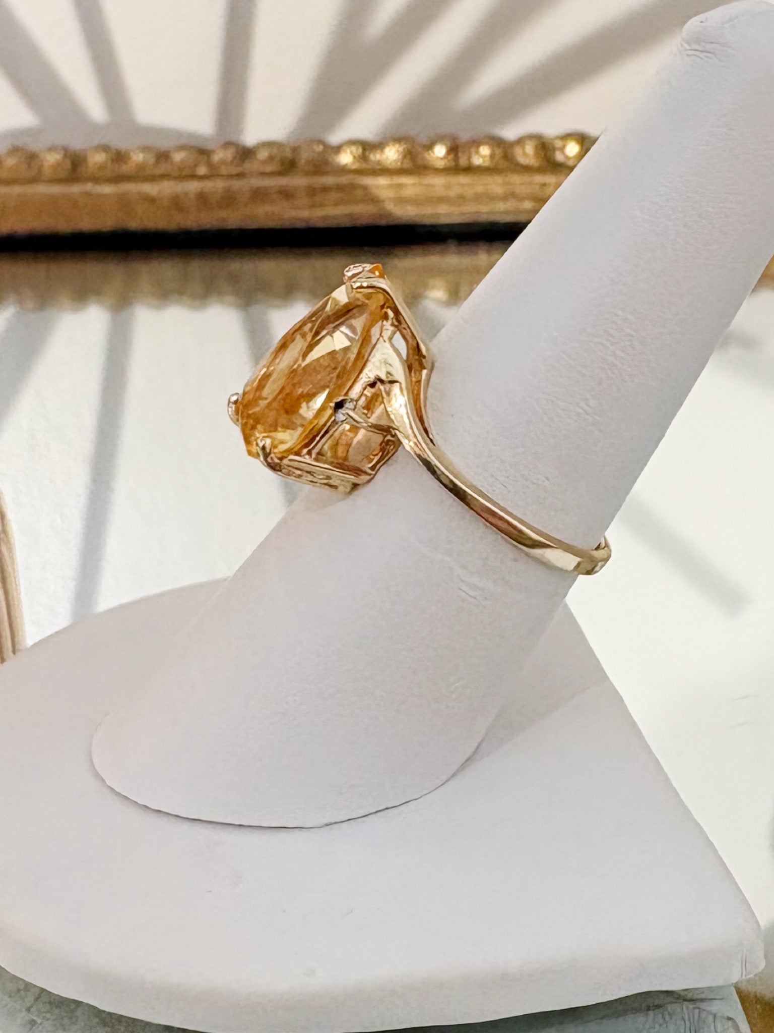 Citrine Pear and Diamond Ring {10kt/Estate}