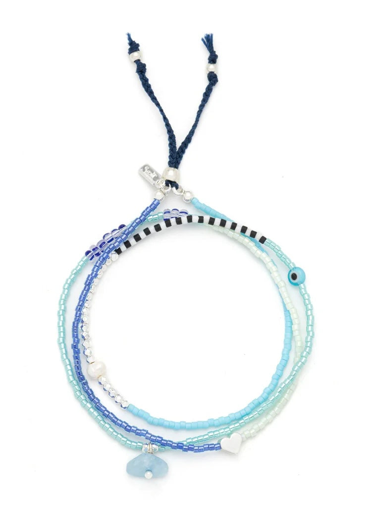 Mixed Media Wrap Bracelet/Necklace {Hope/Aquamarine/Silver}