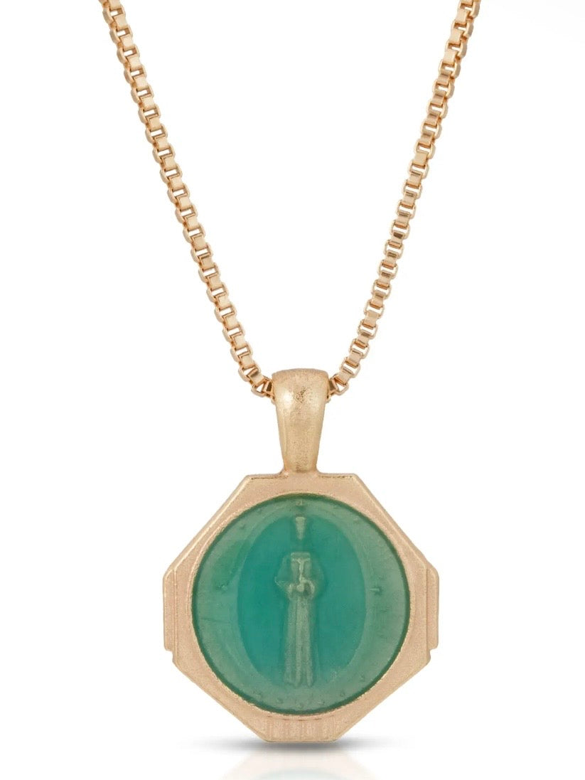 Enamel Sofia Pendant {Gold/Seafoam}