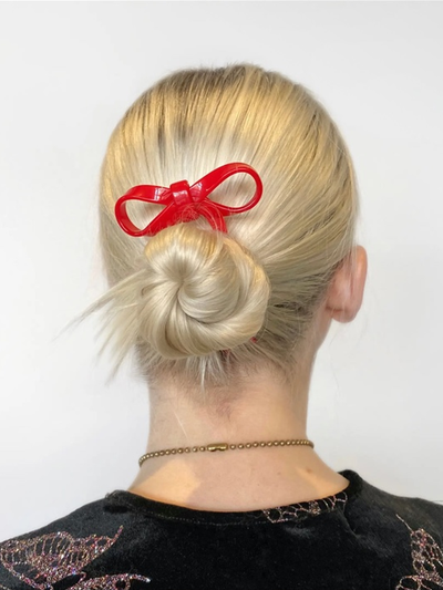 Small Bow Hairpin {Red}