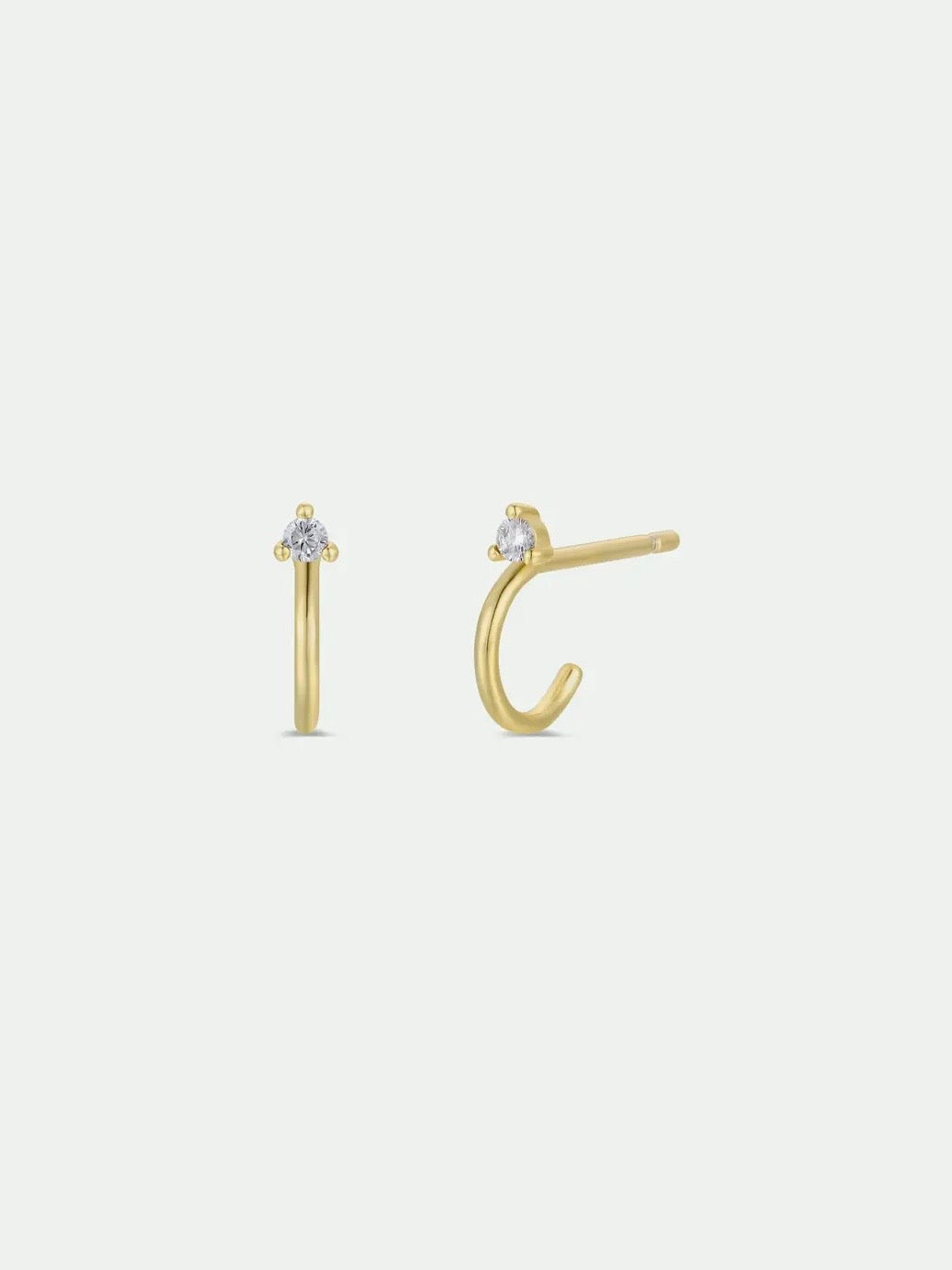Open Mini Hoop Earring {White/Gold}