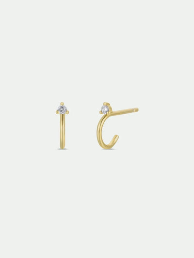 Open Mini Hoop Earring {White/Gold}