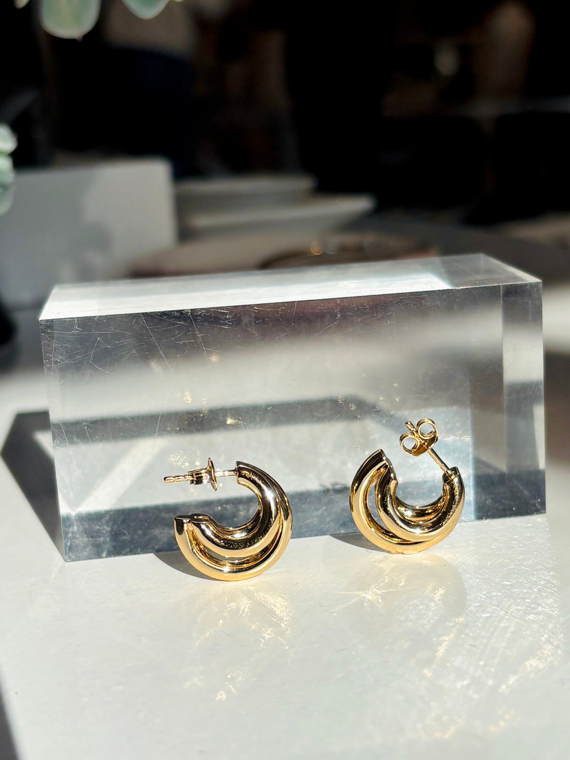 Triple Hoop Earrings {Gold}
