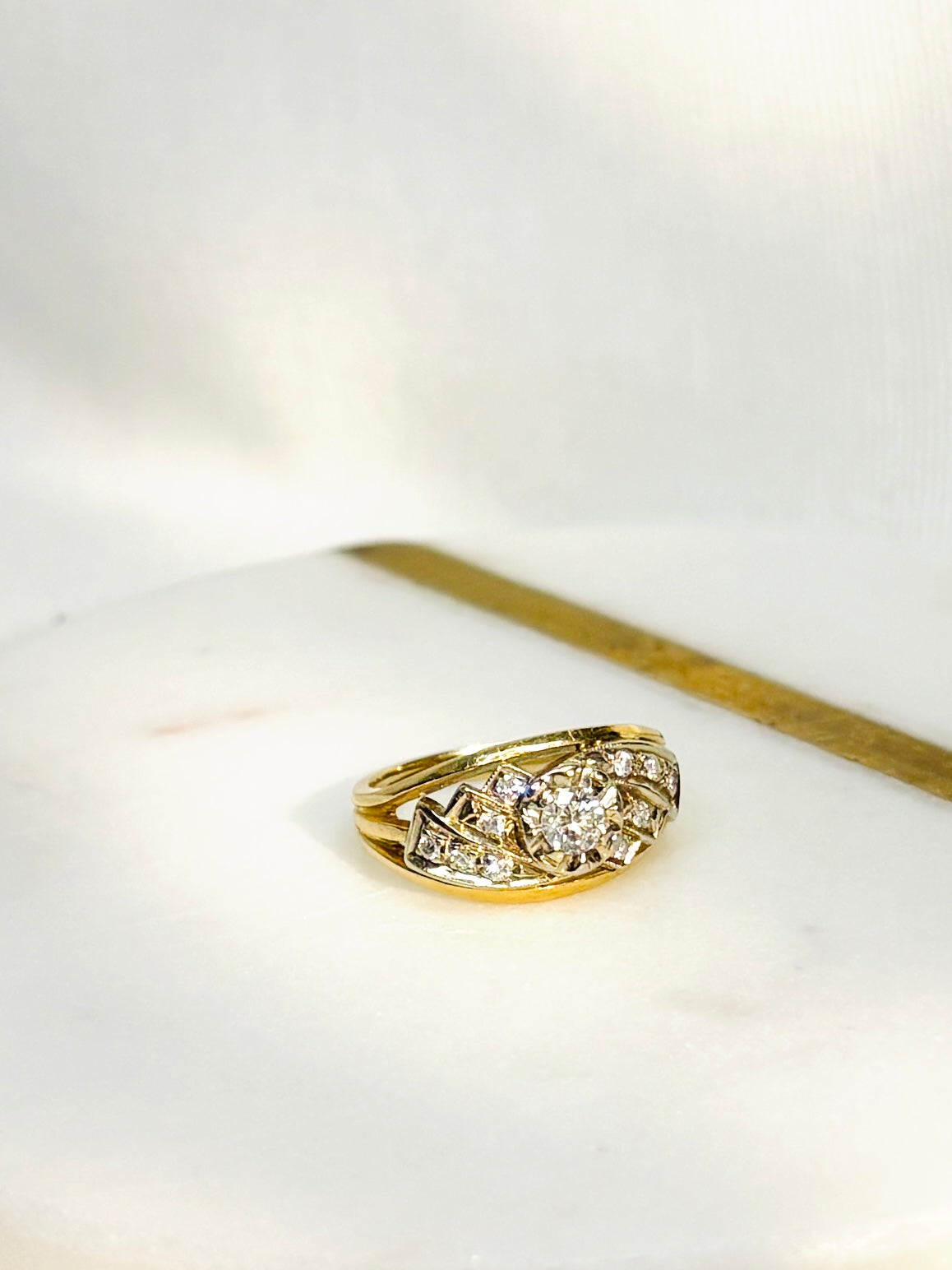 Diamond Swirl Ring {14kt/Estate}