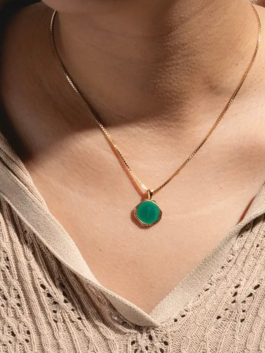 Enamel Sofia Pendant {Gold/Seafoam}