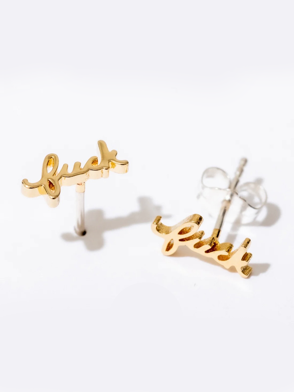 Fuck Script Earrings {Gold}