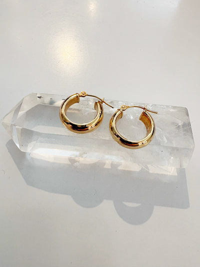 15mm Tube Saddleback Hoop Earrings {14kt/Estate}