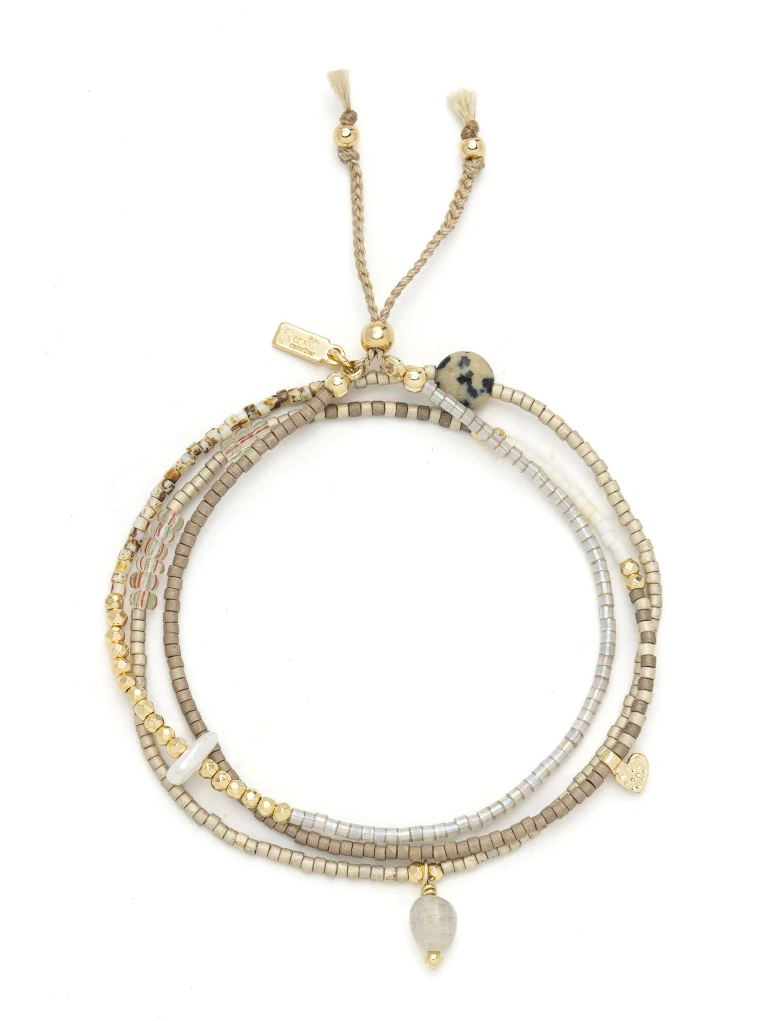 Mixed Media Wrap Bracelet/Necklace {Magic/Labradorite/Gold}