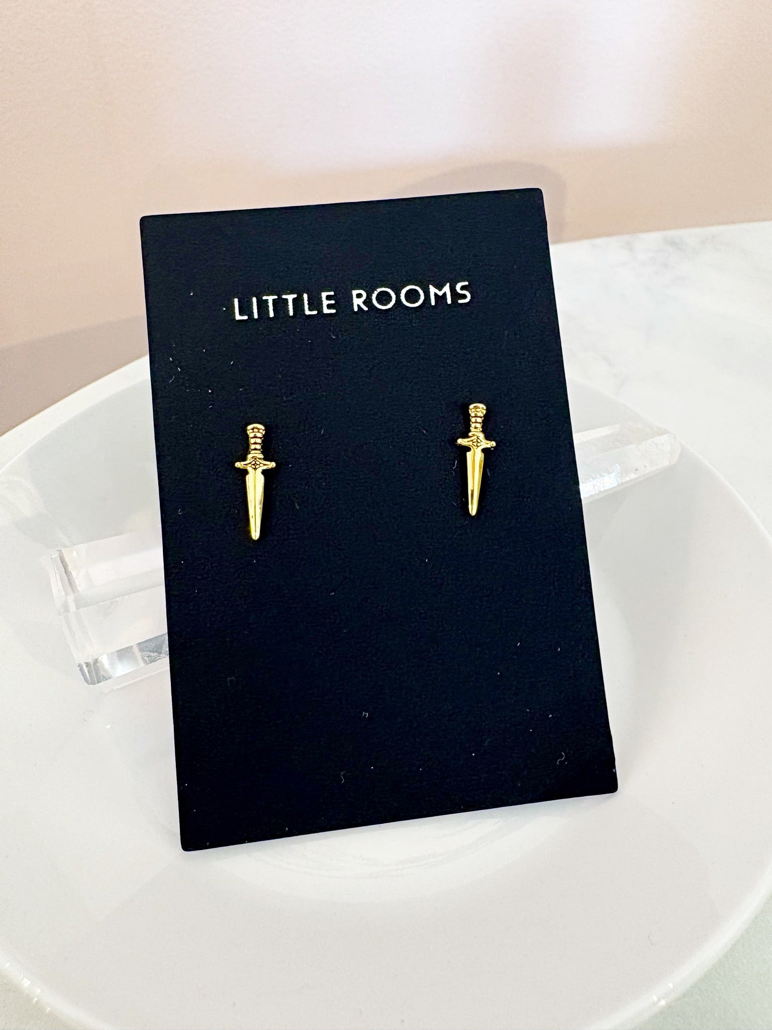 Dagger Stud Earrings {Gold}