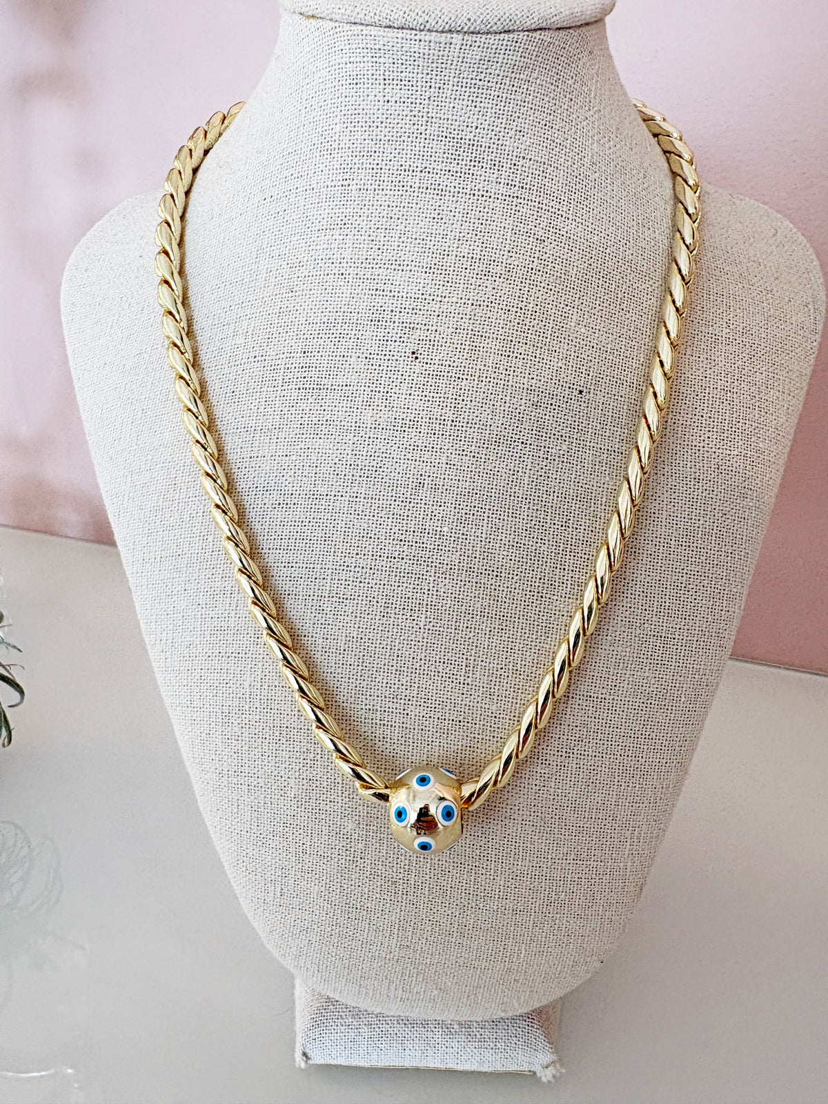 Liquid Gold Eyes on You Spacer Necklace {Gold}