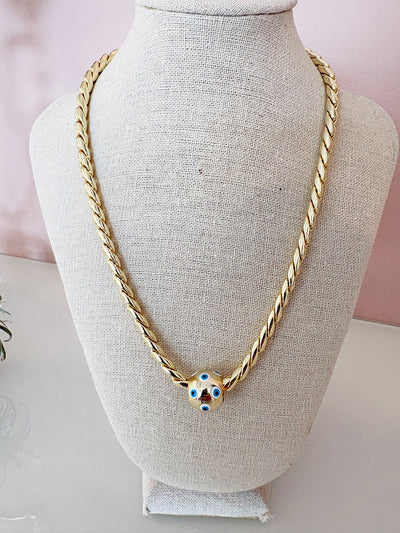 Liquid Gold Eyes on You Spacer Necklace {Gold}