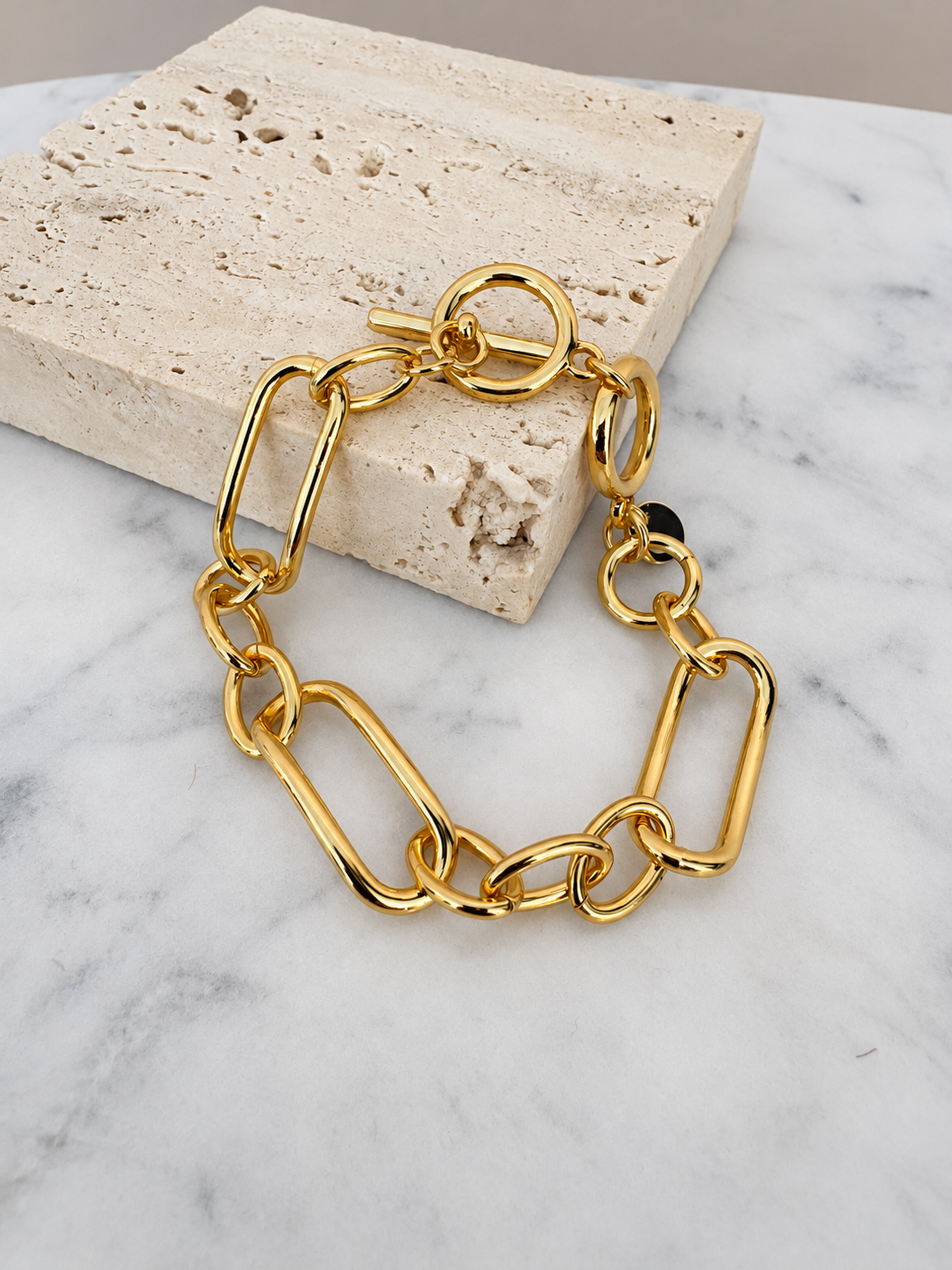 Mixed Chain Toggle Bracelet {Gold}