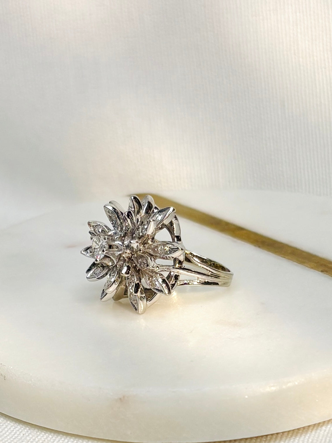 Diamond Flower Ring {Estate/14kt}