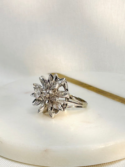 Diamond Flower Ring {Estate/14kt}