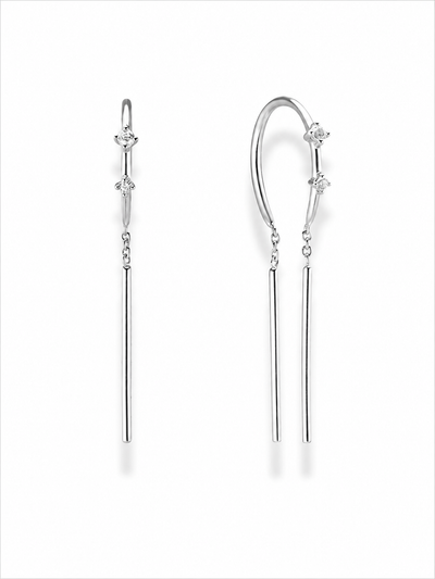 Mila Threader Huggie Earrings {Silver}
