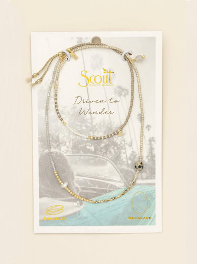 Mixed Media Wrap Bracelet/Necklace {Magic/Labradorite/Gold}