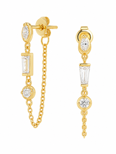 Lorelei Chain Stud Earrings {Gold}