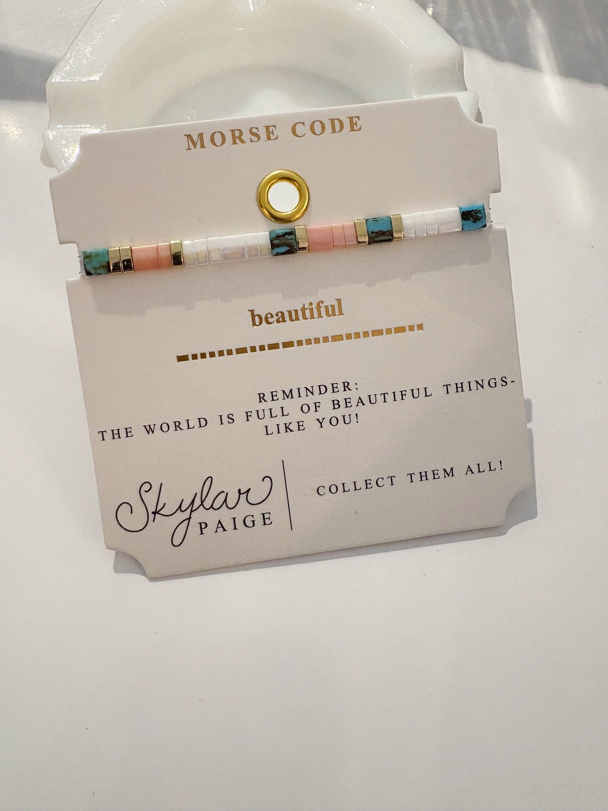 Beautiful {Gold/Peach} Morse Code Tila Bracelet