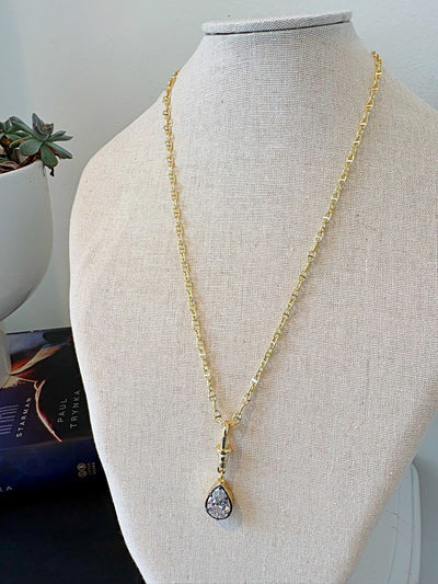 Mini Ancla Noir Lumi Pendant Necklace {Gold}