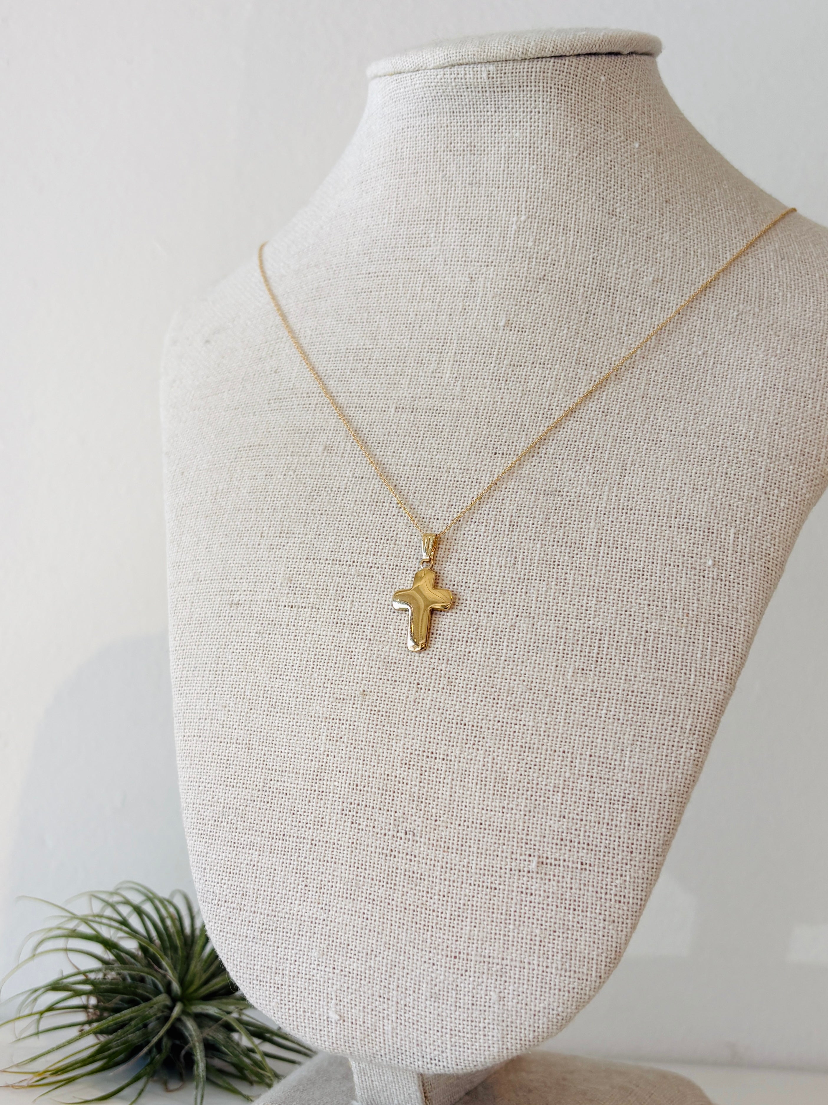 Flat Cross Charm Necklace {14kt/Estate}