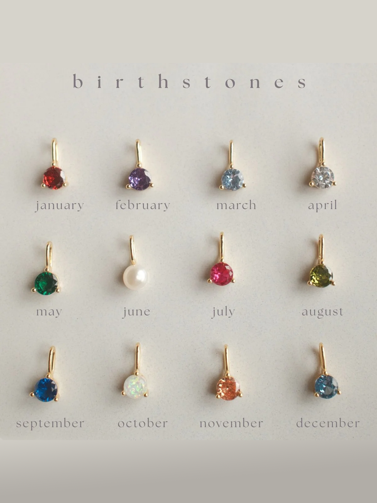 Birthstone Charm {Gold}