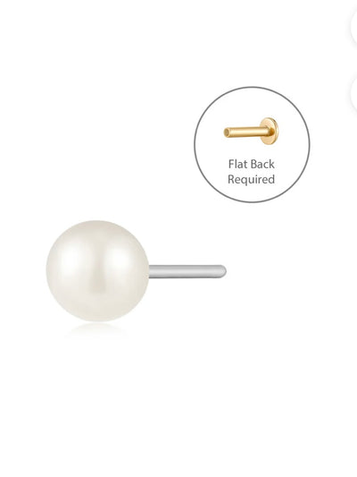 Single Lustre Pearl Earring with Flatback {14kt}