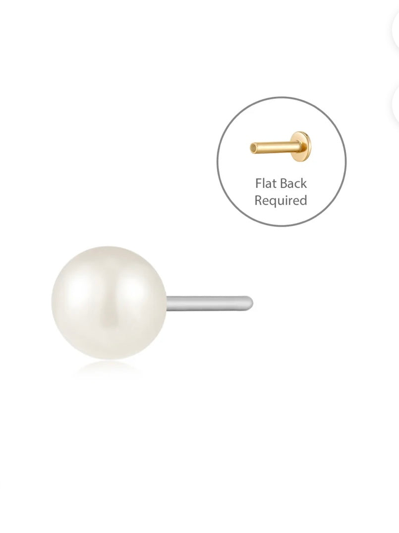 Single Lustre Pearl Earring with Flatback {14kt}