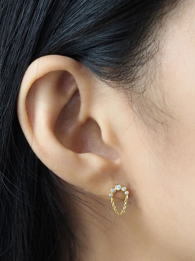 Dangle Chain Stud Earrings {Gold}