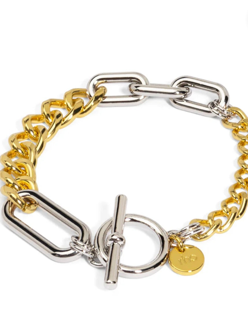 Two-Tone Mixed Links Bracelet {Gold/Silver}