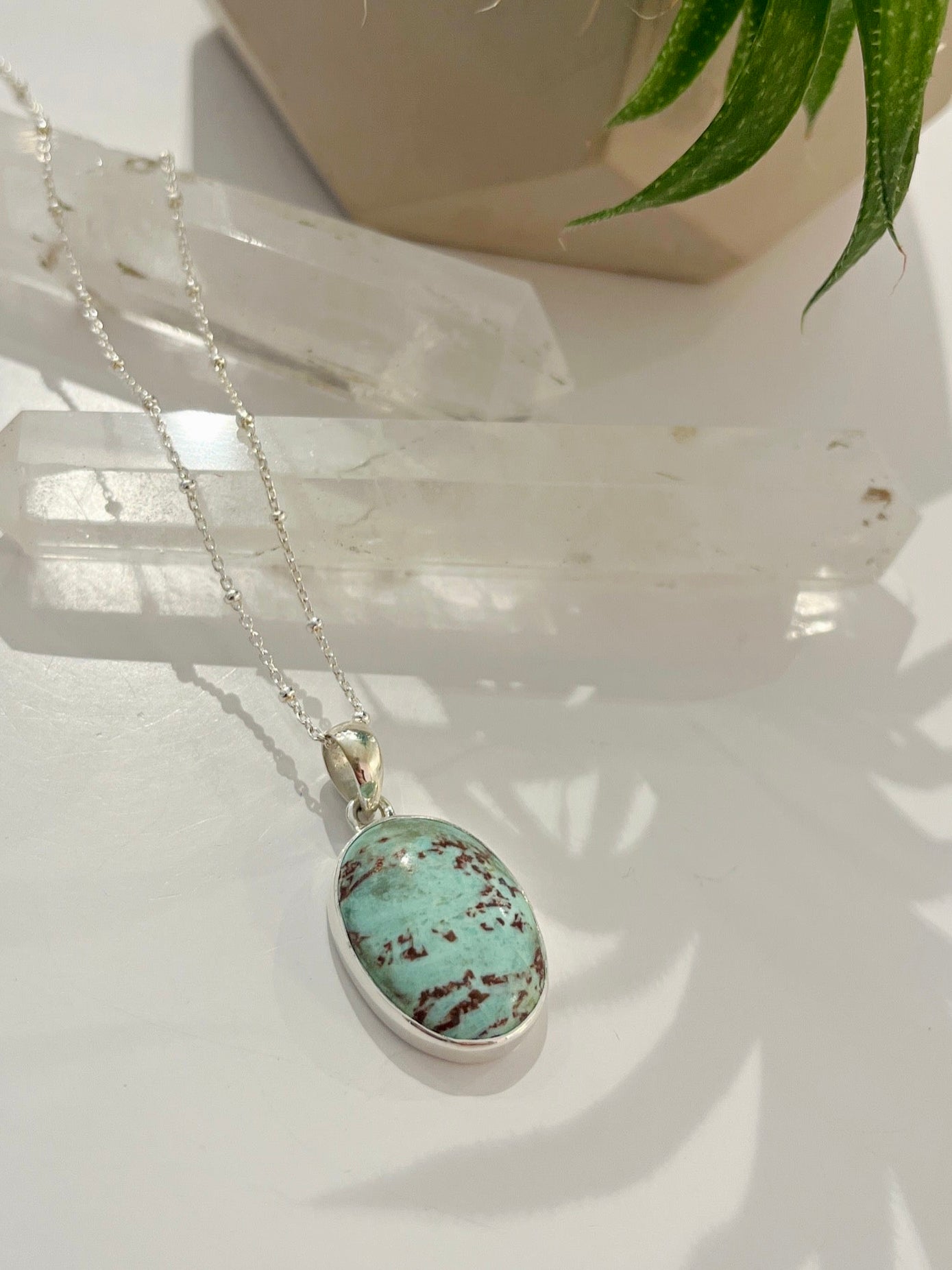 Chrysocolla Oval Necklace {Silver}