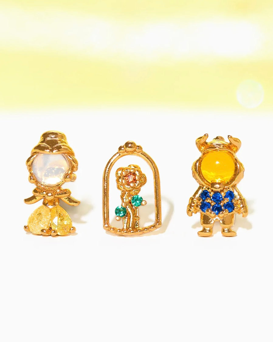Disney Princes Beauty and the Beast Earring Set {Gold}