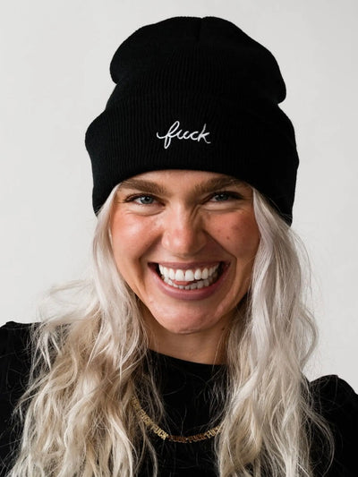 Fuck Script Beanie {Black/White}