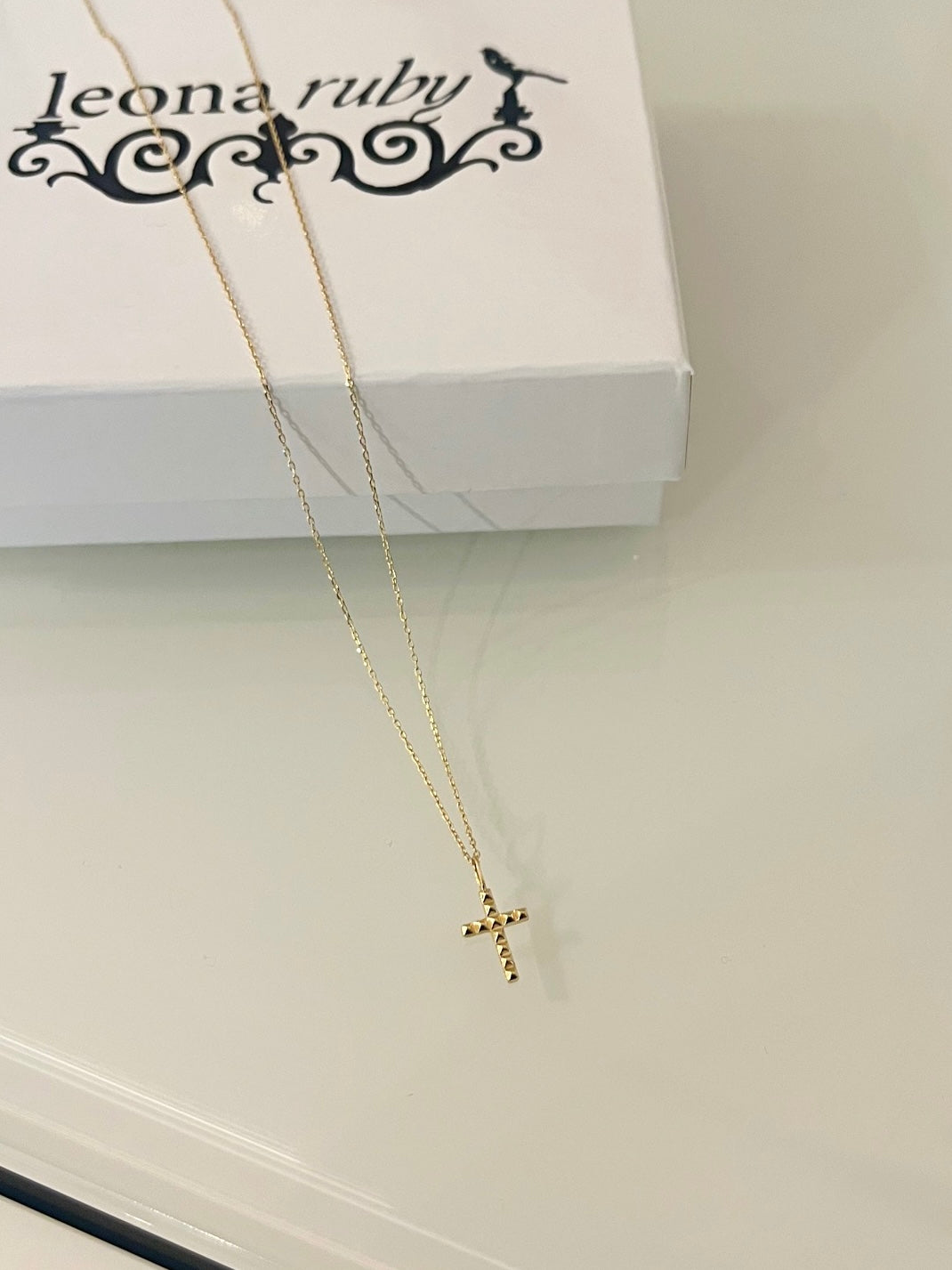 Rebecca Textured Cross Necklace {14kt}