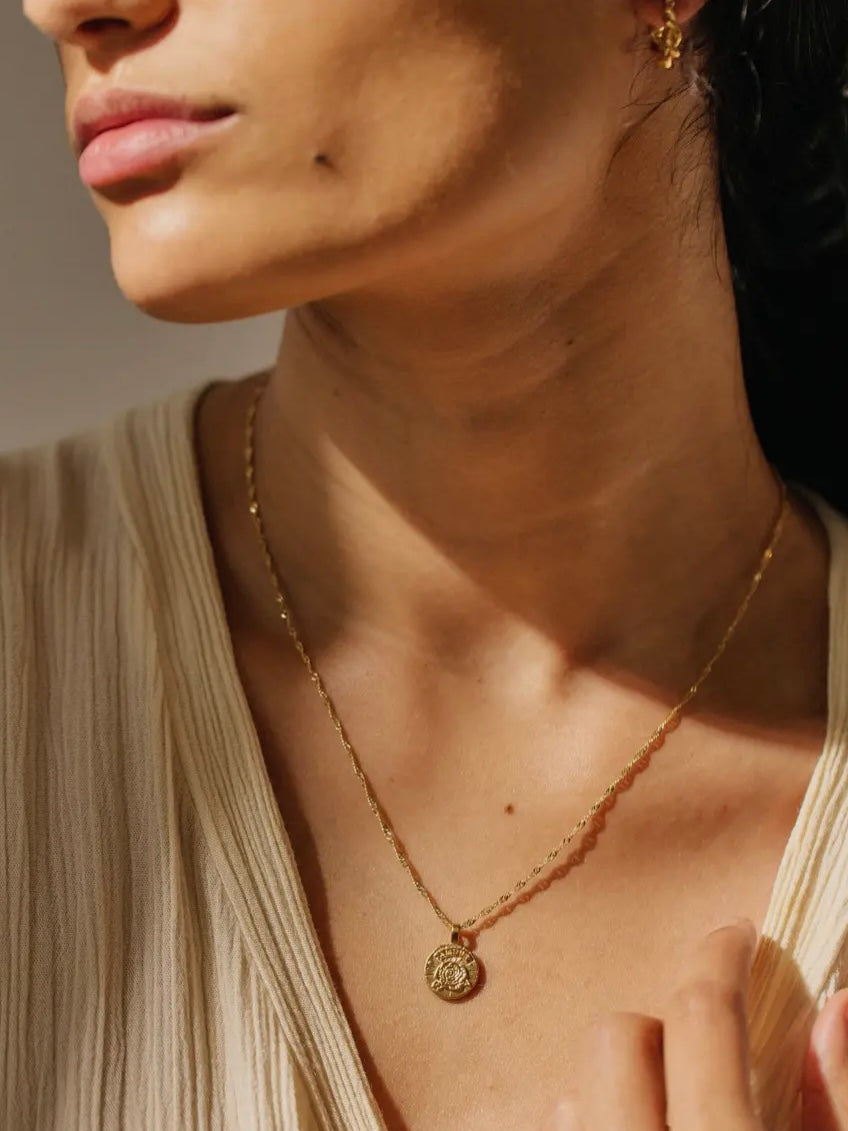 Rose Coin Necklace {Gold}