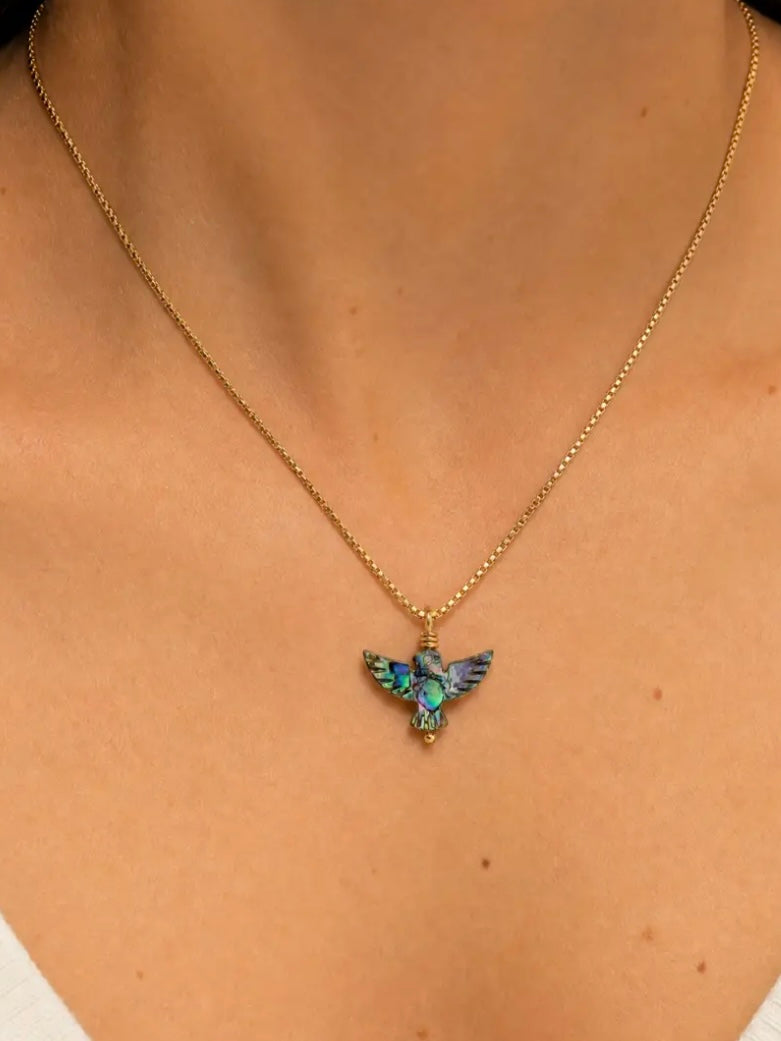Thunderbird Pendant Necklace {Gold/Abalone}