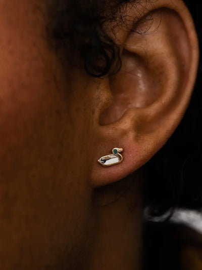 Enamel Duck Post Earrings {Gold}