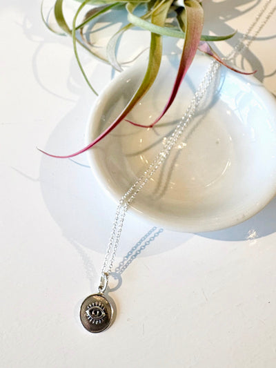 Snake Oval Pendant Necklace {Silver}