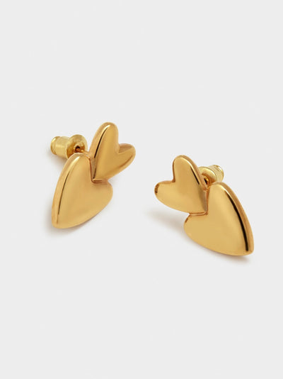 Eros Waterproof Heart Earrings {Gold}