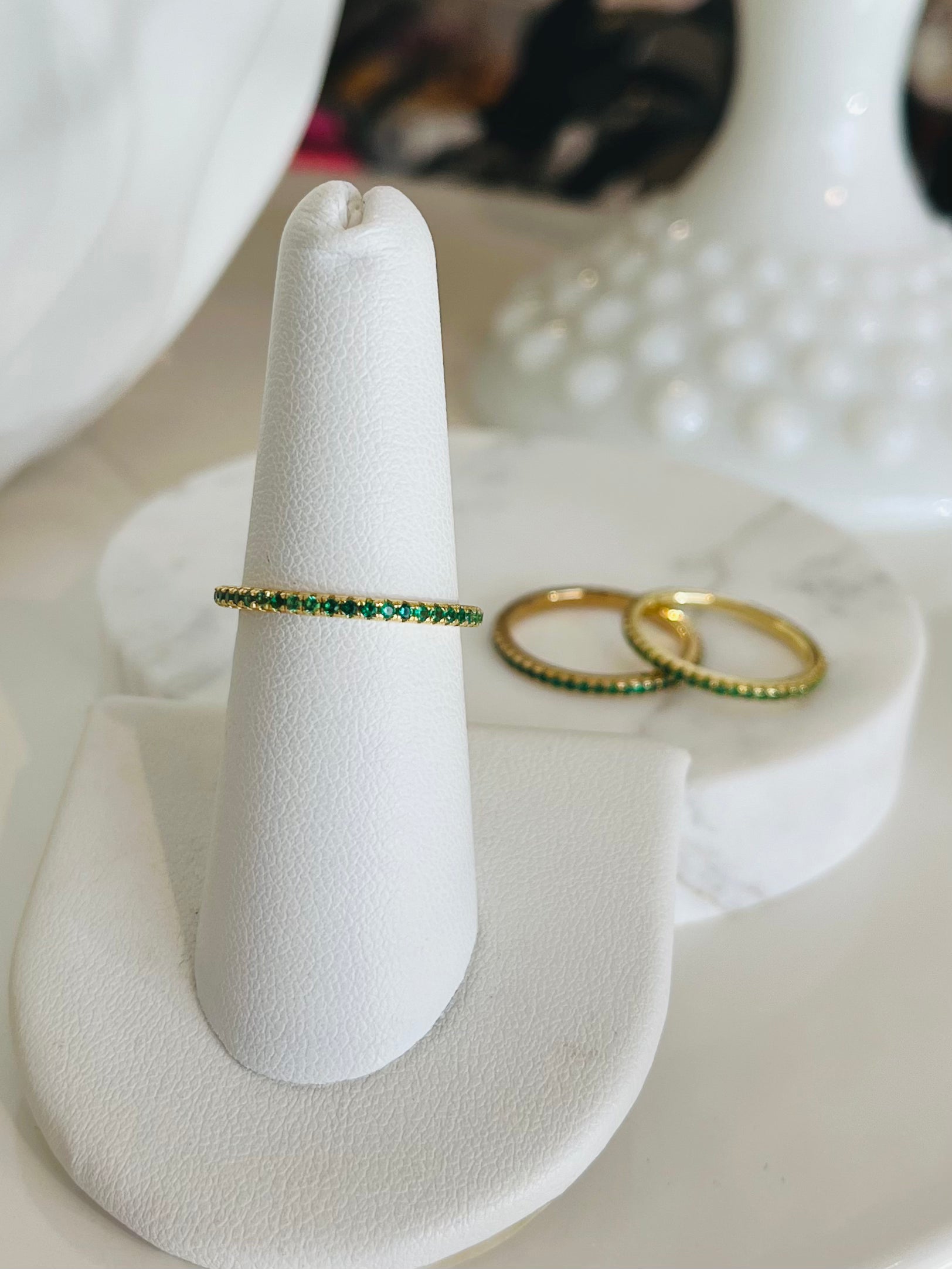 Rhinestone Eternity Ring {Gold/Green}