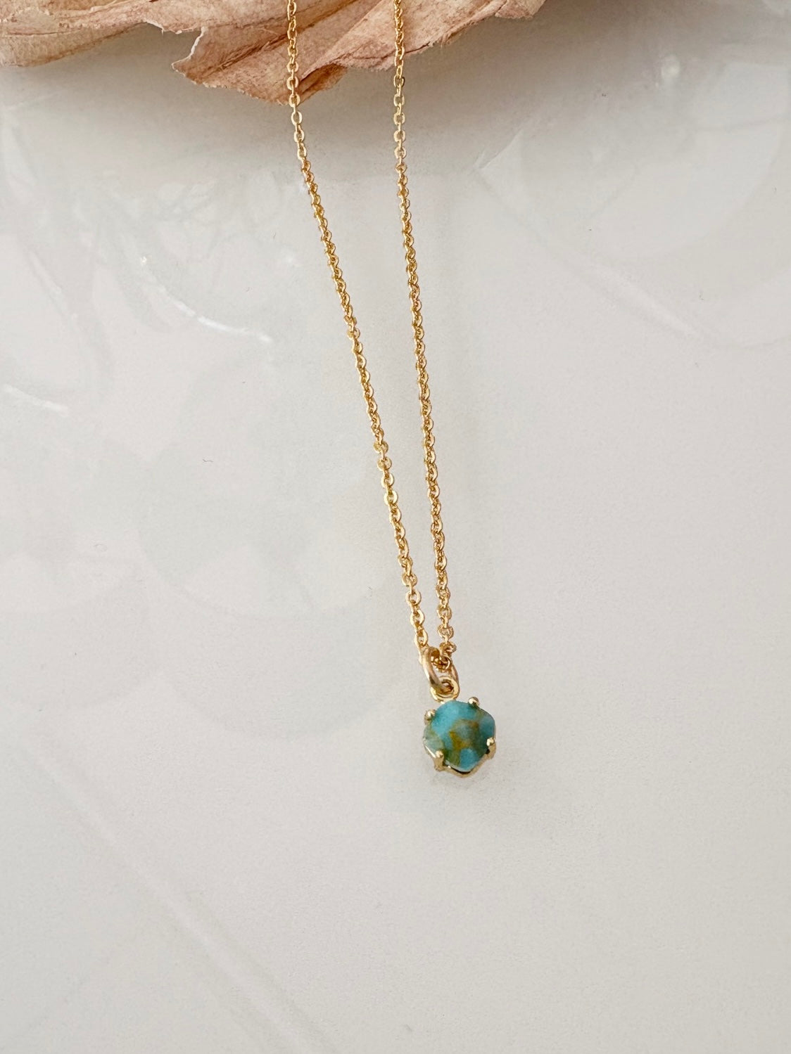 Turquoise Drop Necklace {Gold}