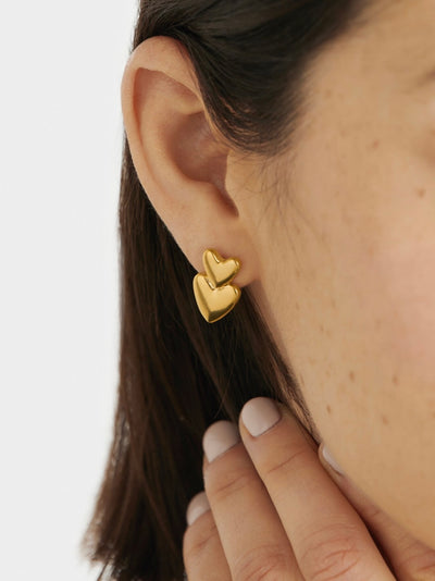 Eros Waterproof Heart Earrings {Gold}