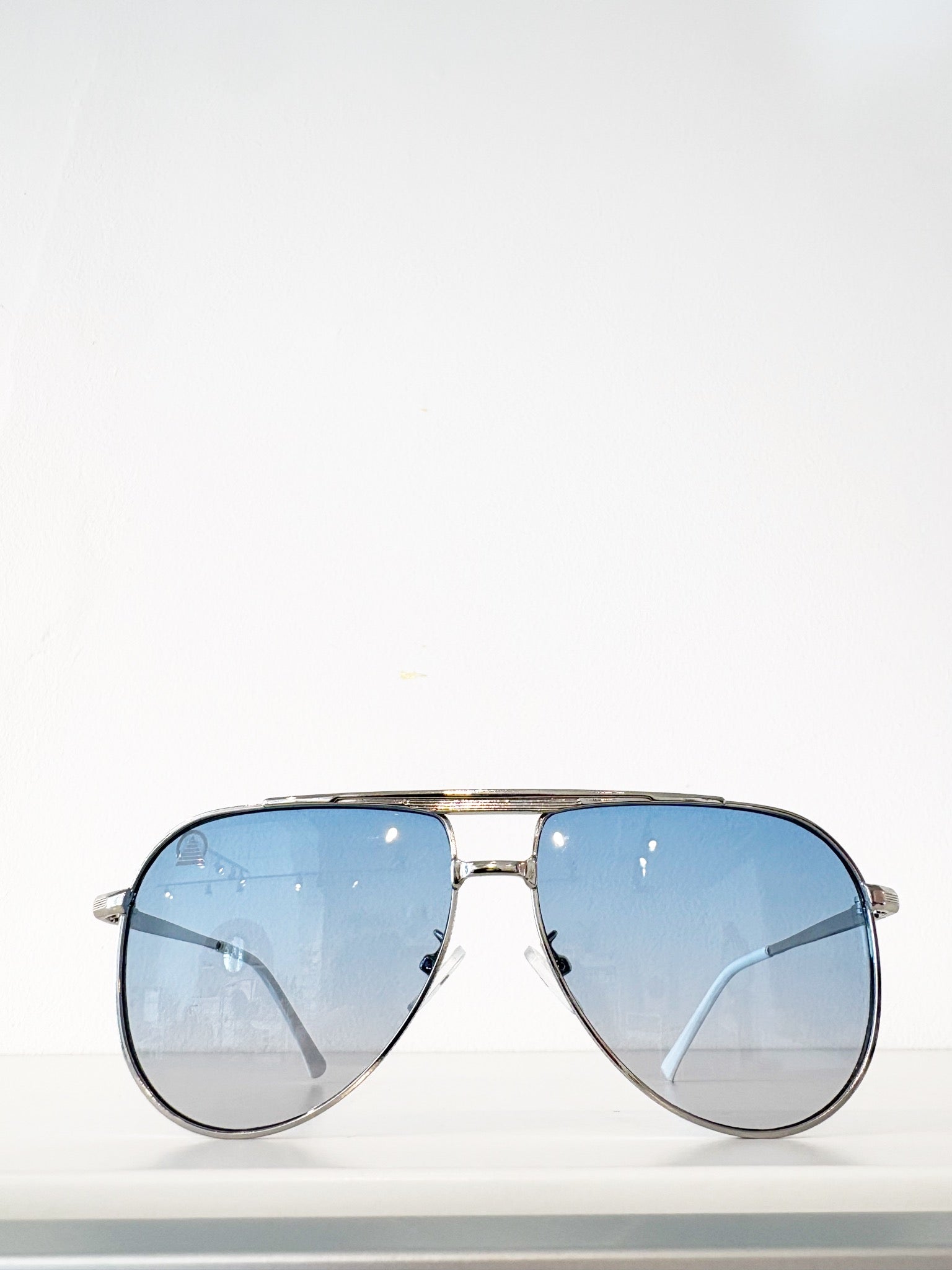 Sebastian Cho Coin Edge Aviators {Silver/Blue}