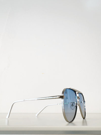 Sebastian Cho Coin Edge Aviators {Silver/Blue}