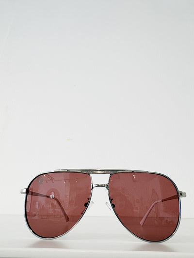 Sebastian Cho Coin Edge Aviators {Silver/Rose}
