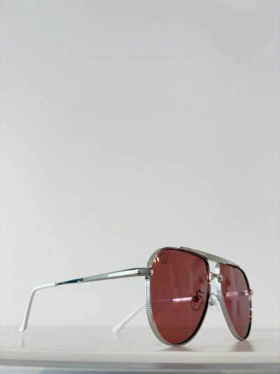 Sebastian Cho Coin Edge Aviators {Silver/Rose}